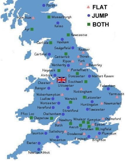 Flat And National Hunt Racecourses UK Map