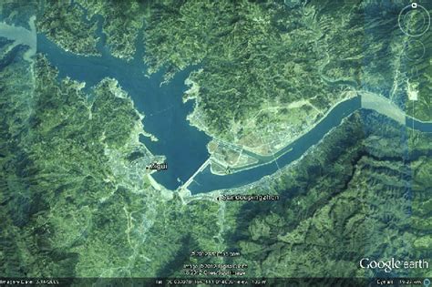 The Three Gorges Dam and surroundings as seen from Google Earth ...