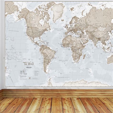 Giant World Map Mural Neutral mural Wall Decal Map - Etsy in 2022 ...