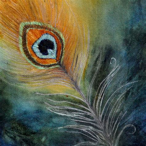 Peacock Paint Colors | Peacock feather original watercolor painting 8 x ...