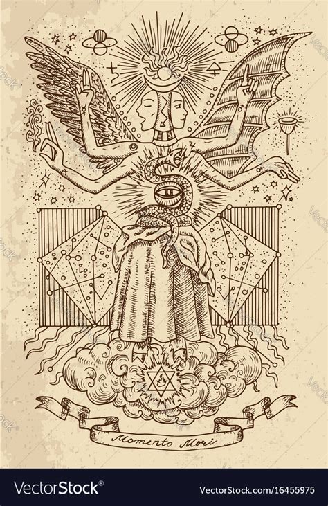 Mystic drawing of goddess wisdom Royalty Free Vector Image