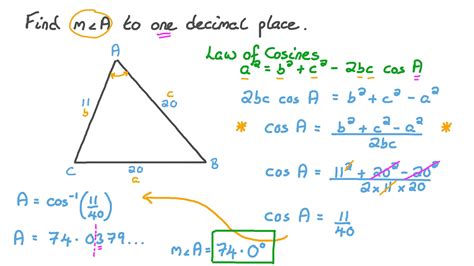 Question Video: Using the Cosine Rule to Find an Unknown Angle in a ...