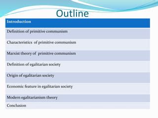 Primitive communism and egalitarian society | PPT