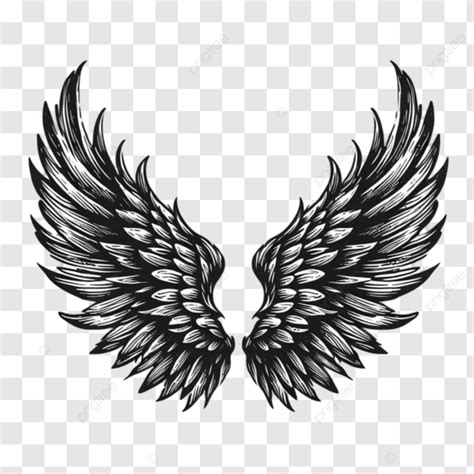 3d Decorative Detailed Angel Bird Wings Tattoo Design In Transaprent ...