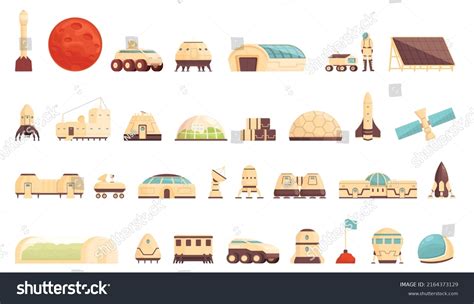 Mars Colonization Icons Set Cartoon Vector Stock Vector (Royalty Free ...