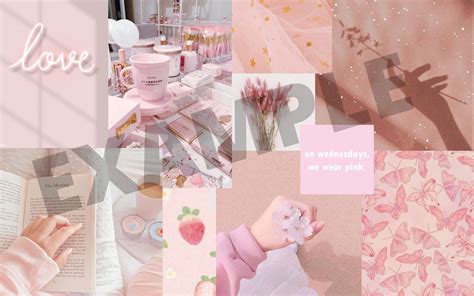 Pink Collage Desktop Wallpaper, MacBook Wallpaper, PC Wallpaper, Pink ...