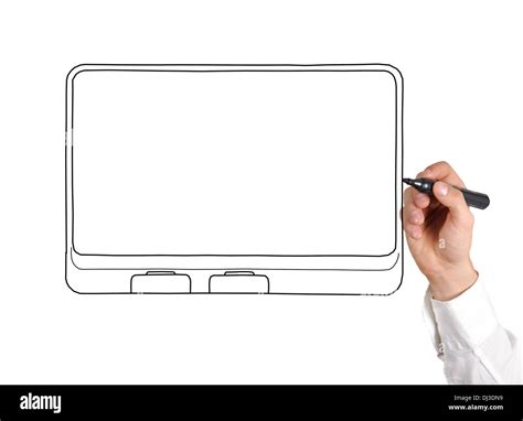 hand drawing touchpad on white background Stock Photo - Alamy