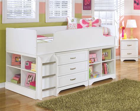 Lulu Twin Loft Bed with Storage and Bookcase, White | Twin loft bed ...