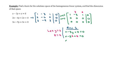 Dimension of a Solution Space to a Homogeneous Linear System - YouTube