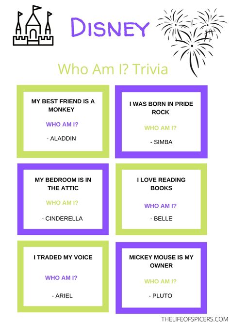 Disney Who Am I Quiz - FREE PRINTABLE - The Life Of Spicers