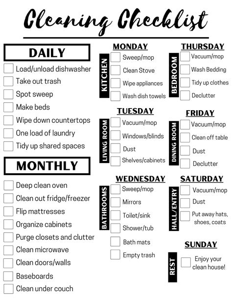 FULLY EDITABLE Daily, Weekly, Monthly Cleaning Checklist CUSTOMIZABLE ...