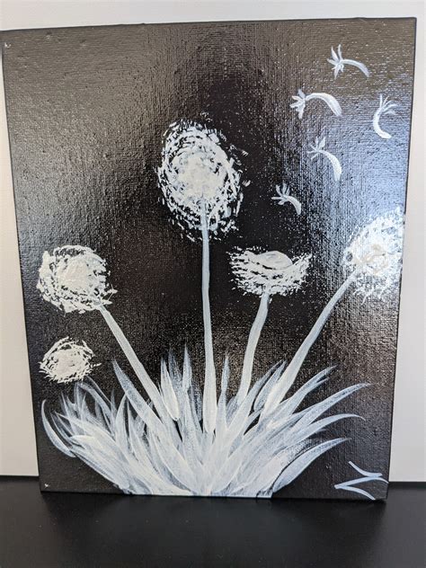 Black and White Dandelion , Q Tip Art - Etsy