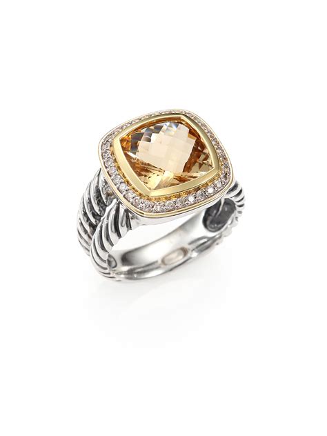 David Yurman Citrine Diamond Sterling Silver Ring in Silver (CHAMPAGNE ...