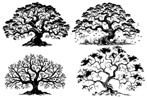 Premium Vector | Silhouette black tree vector illustration