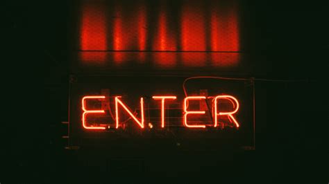 Red Enter neon light signage, neon, photography, signs, enter HD ...