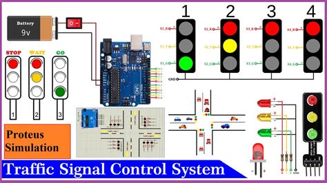 Arduino Base 4 Way Traffic Light Control System Traffic Signal Proteus ...