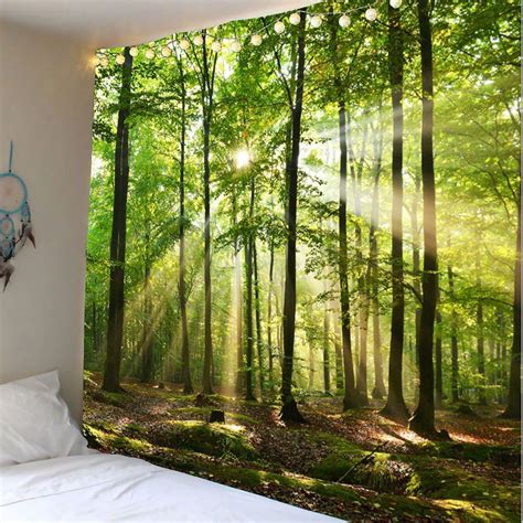 [32% OFF] Forest Sunlight Decorative Wall Art Tapestry | Rosegal