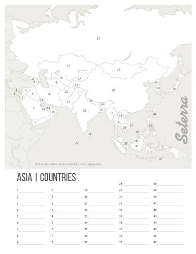 Asia: Countries Printables - Seterra