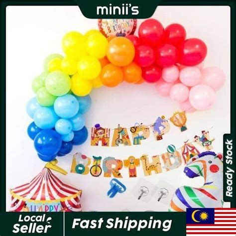 Minii's Circus Birthday Balloons Circus Colorful Garland Theme Banner ...