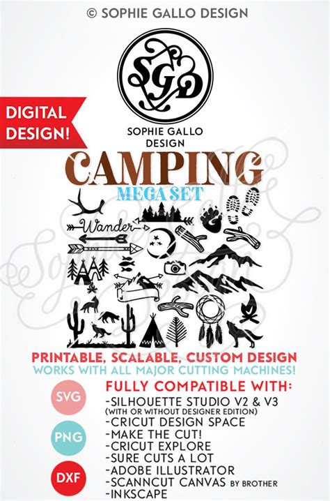 Camping Icons Mega Set SVG DXF Digital Download Files for - Etsy