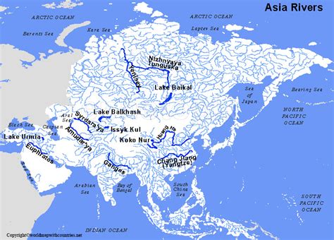 4 Labeled Asia River Maps for Free