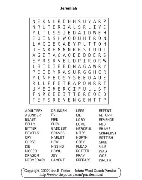 John's Word Search Puzzles: Jeremiah