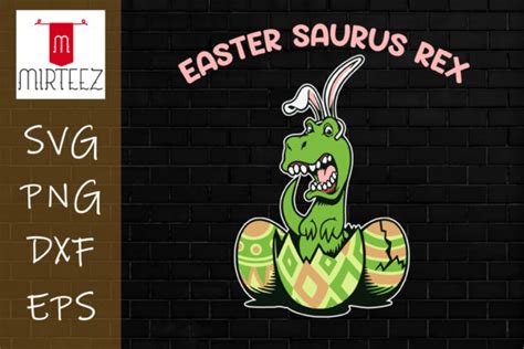 Easter Day T-Rex with Bunny Ears Eggs Graphic by Mirteez · Creative Fabrica