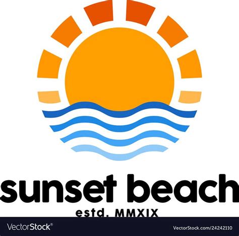 the sunset beach logo with water waves and sun on it's back side, as well