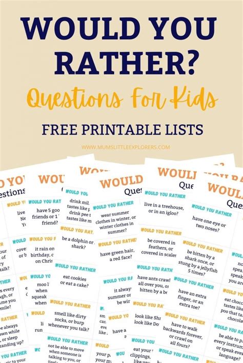 105 Funny Would You Rather Questions For Kids (With FREE Printable)