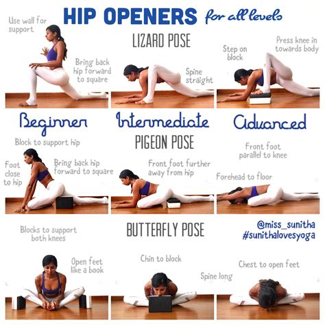 Hip Opening Yoga Poses for all levels. @miss_sunitha #sunithalovesyoga ...