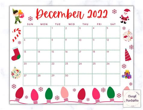 Printable December Calendar 2023 Christmas Calendar Holiday - Etsy ...