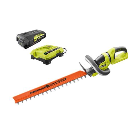 RYOBI 24 in. 40-Volt Lithium-Ion Cordless Hedge Trimmer with 2 Ah ...