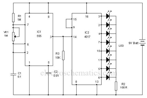 LED Chaser Circuit and Project | ElectroSchematics.com