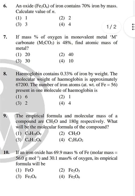 If an iron oxide has 69.9 mass \% of Fe (molar mass = 56.0 g mol−1 ) and