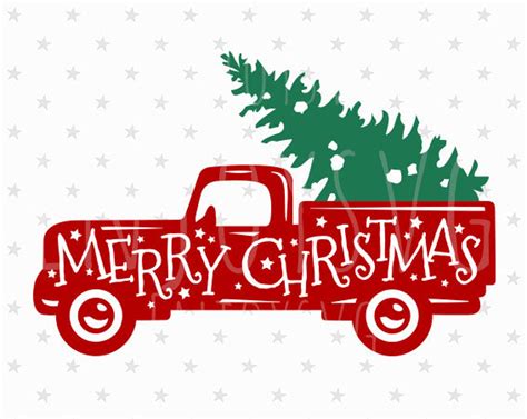 Merry Christmas red truck svg Christmas truck Svg Vintage | Etsy