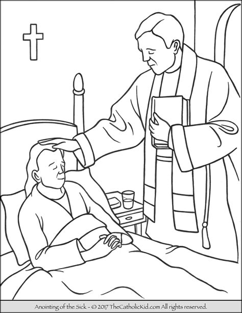 Sacrament of the Anointing of the Sick Coloring Page - TheCatholicKid.com