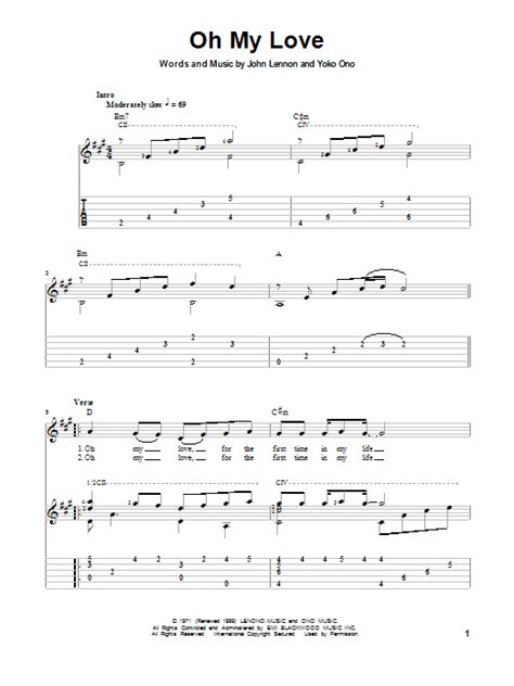 John Lennon "Oh My Love" Sheet Music Notes | Download Printable PDF ...