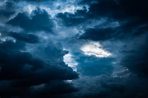 Dark Blue Storm Cloudy Sky Background Stock Photo - Download Image Now ...