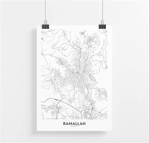 Ramallah Map Print City Map Wall Art Ramallah Palestine Map | Etsy