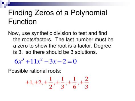 PPT - Lesson 3.4 – Zeros of Polynomial Functions Rational Zero Theorem ...