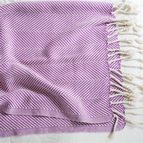 Cotton Herringbone Throw, violet | Herringbone throw, Herringbone ...