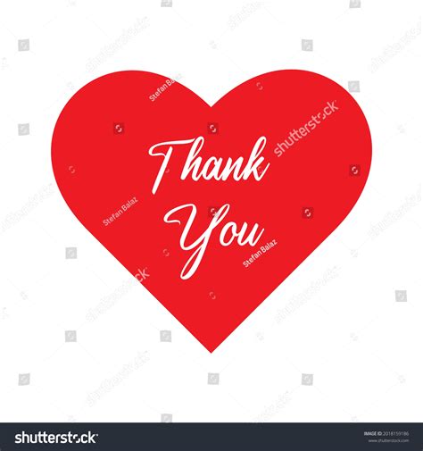 Thank You Card Red Heart Symboltypography Stock Vector (Royalty Free ...