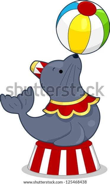 Cartoon Illustration Sea Lion Balancing Ball Stock Vector (Royalty Free ...