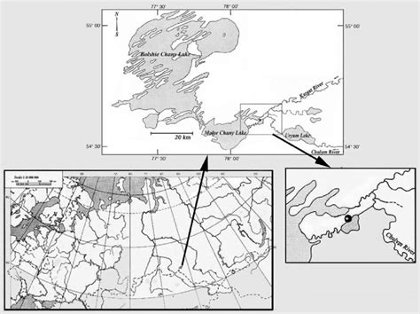 Geographic position of the Chany Lake system and location of the ...