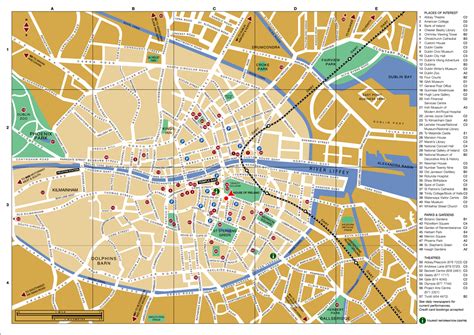 Large detailed tourist map of Dublin city center. Dublin city center ...