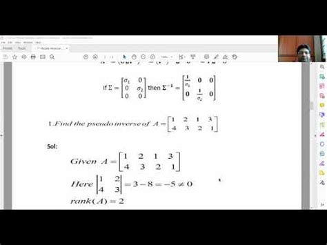 7 Moore Penrose pseudo inverse of a matrix - YouTube