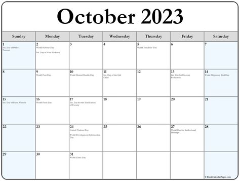 October 2023 And 2024 Calendars Free Printable With Holidays | Images ...