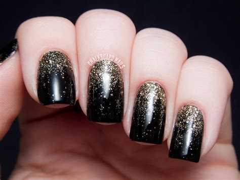 Party Perfect: Black and Gold Nail Art Ideas | Gold glitter nails, Gold ...