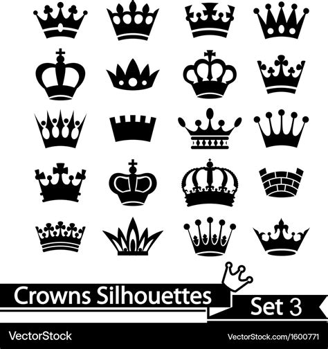 Crown collection - silhouette Royalty Free Vector Image