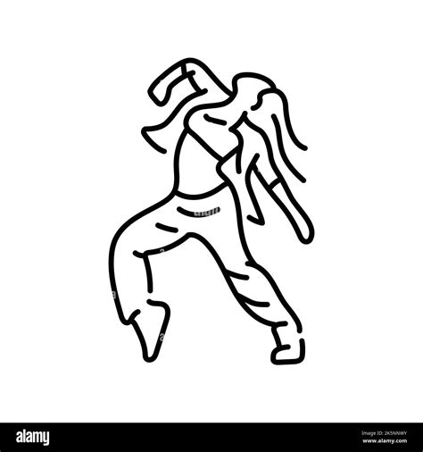 Woman dancing hip hop color line icon. Contemporary dance. Pictogram ...